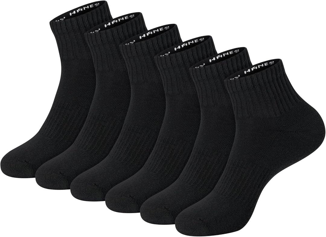 Hanes Unisex Plain White Socks Pack or Plain Black Socks Pack, Men's, Women's & Teen Sizes, Crew and Ankle 6-Packs (Black, M)