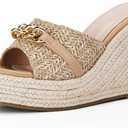 Coutgo Women's Wedge Sandals Platform Espadrille Heel Chain Slip On Casual Summer Slides (8.5, Khaki)