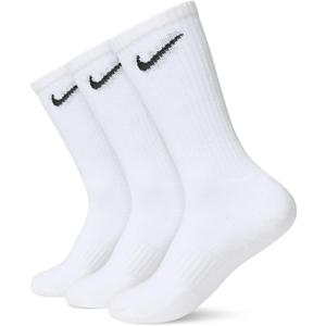 Nike Unisex Adult Everyday Cushioned Training Crew Socks (3 Pairs) (White/Black, Men 12-15)