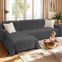 HDCAXKJ Chenille Couch Covers for Sectional Sofa L Shape Sofa Cover Blanket with Tassel 2-Piece L Shaped Sectional Slipcovers with Chaise Washable Pet Dog Furniture Protector (Dark Grey, X-Large)