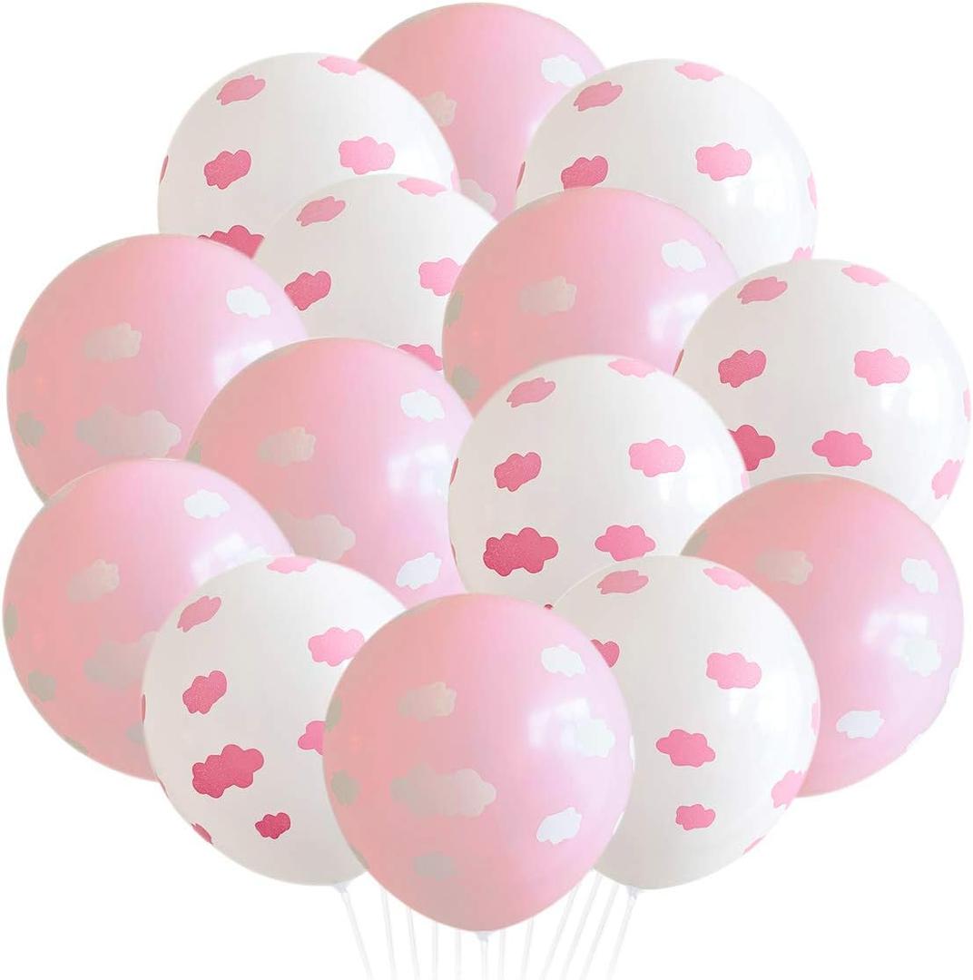 50PCS Pink Cloud Printed Latex Balloons - 12 Inch, Perfect for Wedding, Baby Shower, Girls Birthday Party Decor