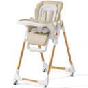 Mallify Convertible High Chairs for Babies and Toddlers, Height Adjustable Baby High Chair, High Chair with Removable Tray, Adjustable Backrest, Portable Baby Dinning Chair with Lockable Wheels