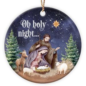 Christian Christmas Ornaments 2025, Ceramic Nativity Scene, Religious Christmas Ornaments for Christmas Tree