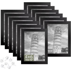 HappyHapi 4x6 Picture Frames Set of 12, Tabletop or Wall Display Pictures 3.5x5 with Mat or 4x6 without, Bulk Picture Frames Collage for Prints, Photos, Landscape and Artwork (Black)