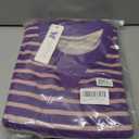Darong Women Striped Oversized Sweatshirt Long Sleeve Crew Neck Shirt 2024 Fall Pullover Top Trendy Preppy Clothes 9071 Deep Purple Pink M