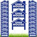 Pinkunn 21 Pack Open House Signs for Real Estate Directional Signs with Stakes, Outdoor Open House Supplies Metal H Stakes Weather Proof with Directional Arrows for Yard(Blue)