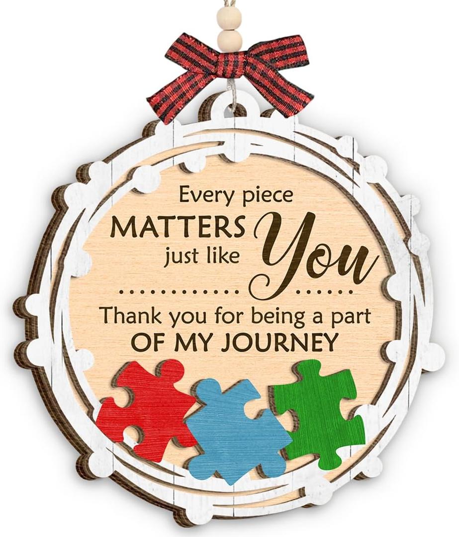 Thank You Christmas Ornament 2025 - Thank You for Being Part of My Journey, Appreciation Gifts for Friend, Coworker, Boss, Nurse, Teacher, Team Gifts for Employees, Wooden Ornament for Christmas Tree