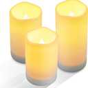 NURADA Large Outdoor Solar Powered Candles - Flameless Pillar Waterproof Rechargeable Candle Set, White Resin, LED Light,Rechargeable Solar Battery Included, for Patio Decor, 3.25"x4"5" 6"