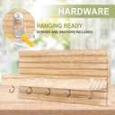 Lwenki Decorative Key Holder for Wall with Shelf, Entryway Shelf with Hooks Holds Leashes, Jackets and Glasses Sturdy Wood Keyholder Entrance Hanger with Mounting Hardware (Wood, Medium)