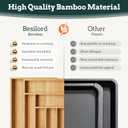 Silverware Organizer Large, Magnetic Connected Expandable 13 Slots Silverware Drawer Organizer From 21 to 37.4 Inches, Adjustable Flatware and Cutlery Holder, Bamboo Utensil Tray for Kitchen Natural