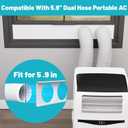 Dual Hose Portable Air Conditioner Window Kit, 5.9" Diameter Portable AC Window Vent Kit with Foam Seal Strip, Adjustable Window Seal Plates for Vertical & Horizontal Windows, White