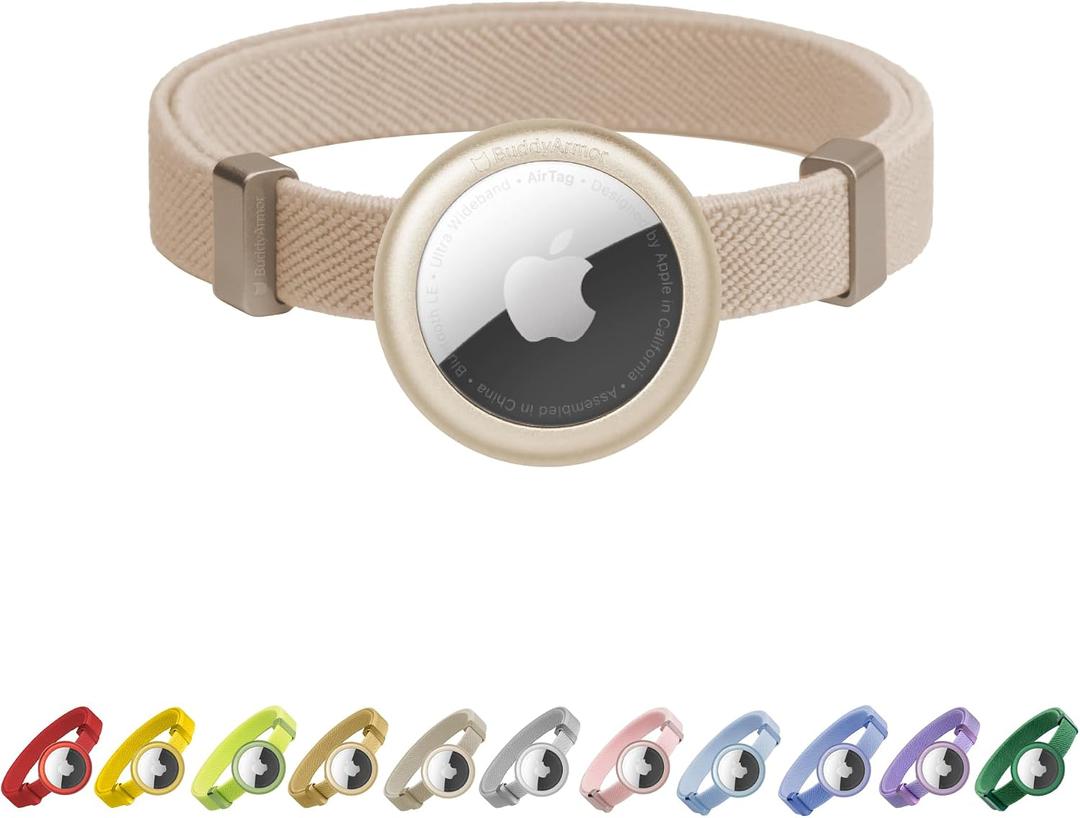 Cat Airtag Collar, US. IDA Gold Award Cat Safety Collar Non Breakaway Elastic Airtag Collar Lightweight Airtag Holder Anodized Aluminium Case for Kitten Small to Large Cats,S(Linen)