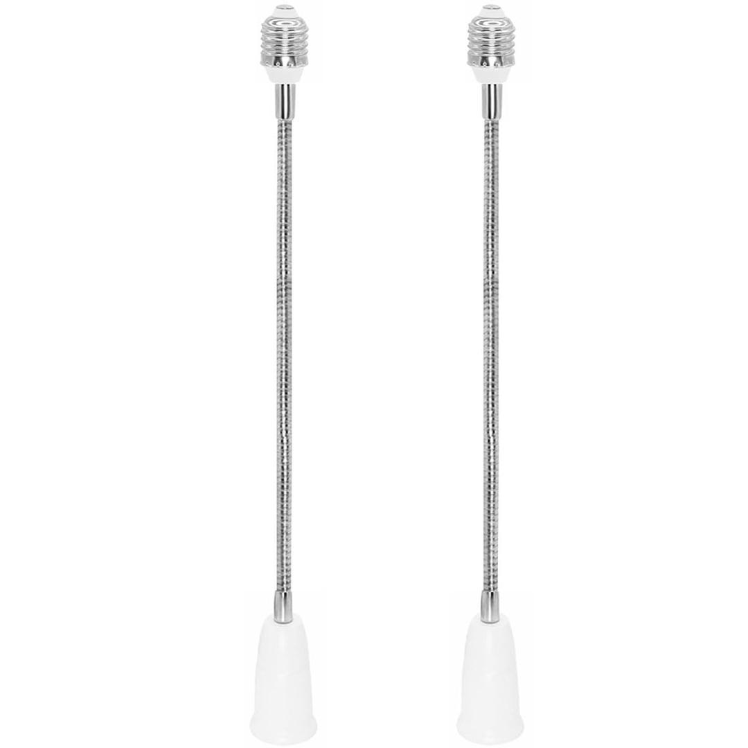 E26/E27 Light Socket Extender Adapter, 24 inches/60 cm Adjustable Bendable Rotation, Heat-Resistant E26 Base, Flexible Gooseneck Adjustable,Light Socket Extension Outlet Adapter (2 Pack)