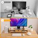 Homerays Bamboo Monitor Stand Riser, No Assembly Required Exquisite Monitor Stand with Drawer Ergonomic Height Wood Monitor Stand