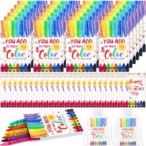 24 Set Colorful Crayons Bulk with Cards Bags Multicolor Wax Crayons for Classroom Party Favors Exchange Treats Prizes Gifts Supplies