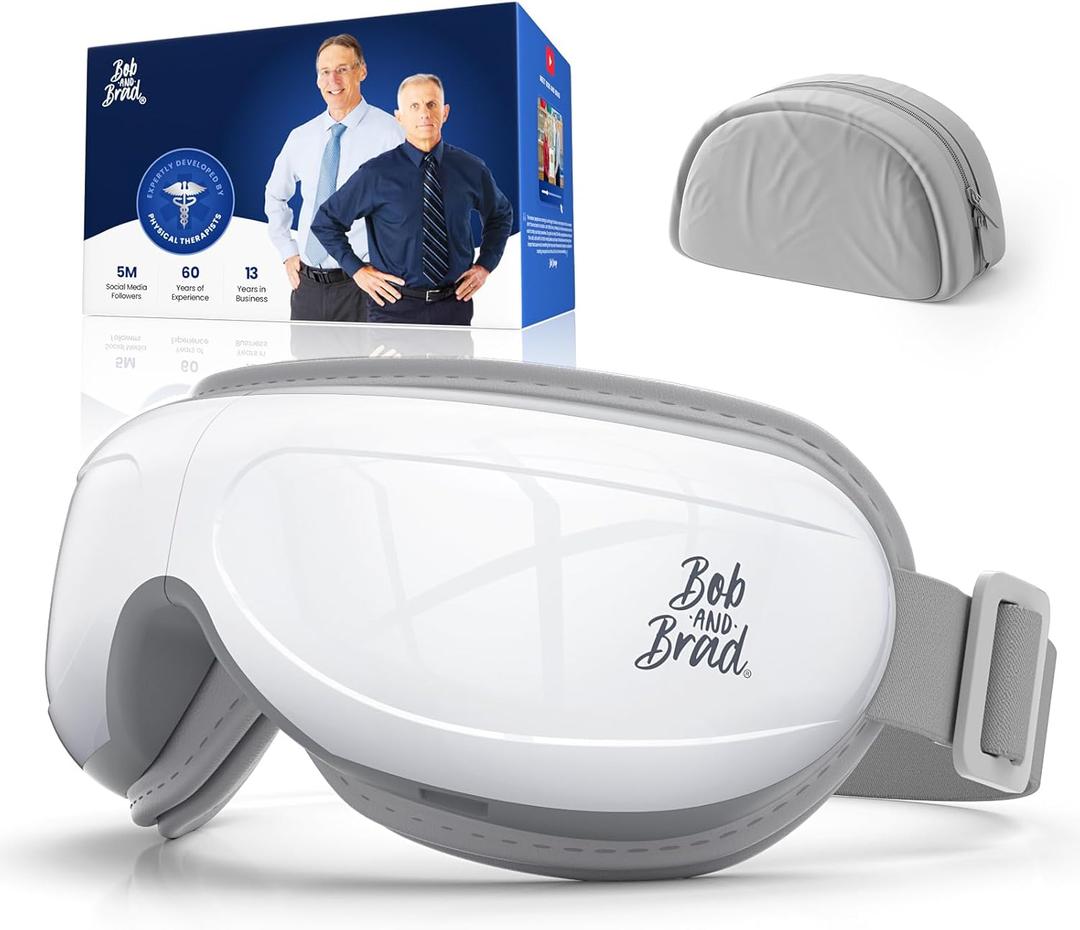 BOB AND BRAD Eye Massager FSA Eligible/HSA Eligible, EyeOasis 2 Heated Eye Mask for Migraines with Music, Smart Migraine Massager Reduce Dry Eyes Improve Sleep, Birthday Gifts for Women Men Mom Dad (A-pearl White)