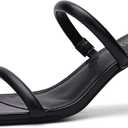 Avidirk Women's Square Open Toe Heeled Sandals Two Strap Mules Slip On Block Chunky Mid Heels Sandals