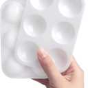 Tamaki 8 PCS White Plastic Paint Tray Palettes, Watercolor Palette Painting Tray for Painting Party, DIY Craft and Art Painting