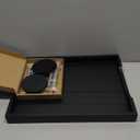 Coffee Table Trays - Large Ottoman Tray for Living Room - Wood Serving Trays with Handles(2 Sets) - Wooden Tray for Coffee Table, 4 Round Coasters Included, Black