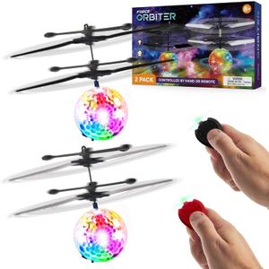 Force1 Orbiter 2pk Flying Orb Ball Hand Operated Drones for Kids - 2pk Mini UFO Drone Toys with Remote, Rechargeable LED Indoor Floating Hover Hand Controlled Orb Toys