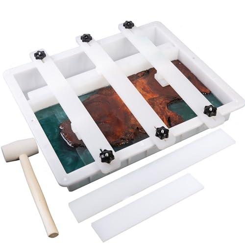 Kalinta Epoxy Mold with Divider Adjustable-15.7x7.9x2.3 in No-Seal Large Resin Mold Integrated Clamping System - Perfect for Beginners & Experienced Artists Alike-Ideal for Creative Resin Art Projects