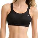 Champion Womens Sports Bra, Maximum Support, High-Impact Sports Bra for Women (36D, Black)