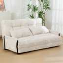 MAXYOYO Adjustable Folding Sofa Bed Couch with 2 Pillows, Beige, Loveseat