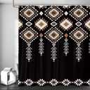 Western Aztec Shower Curtain 72X72 - Black Vintage Geometric Ethnic Tribal Waterproof Fabric Polyester Bathroom Decor, Retro Boho Southwestern Style