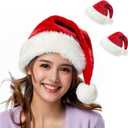 TCJJ Christmas Hats for Adult/Kids/Baby, Santa Hat Unisex Holiday Red Velvet Double Layer Xmas Hat for New Year Festive Party