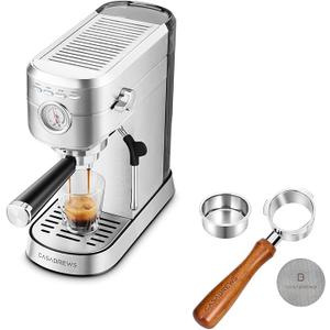 CASABREWS Espresso Machine 20 Bar, Professional Espresso Maker with Milk Frother Steam Wand 51mm Bottomless Portafilter with Puck Screen & Filter Basket