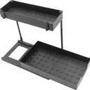 Double Layer Spice Rack Organizer for Kitchen Sink under Sink Storage Rack Black Material Organizer Pull Out Shelf