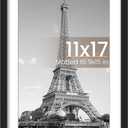 Upsimples 11x17 Picture Frame, Display Pictures 9x15 with Mat or 11 x 17 Without, Wall Hanging Poster Frames, Black, 1 Pack