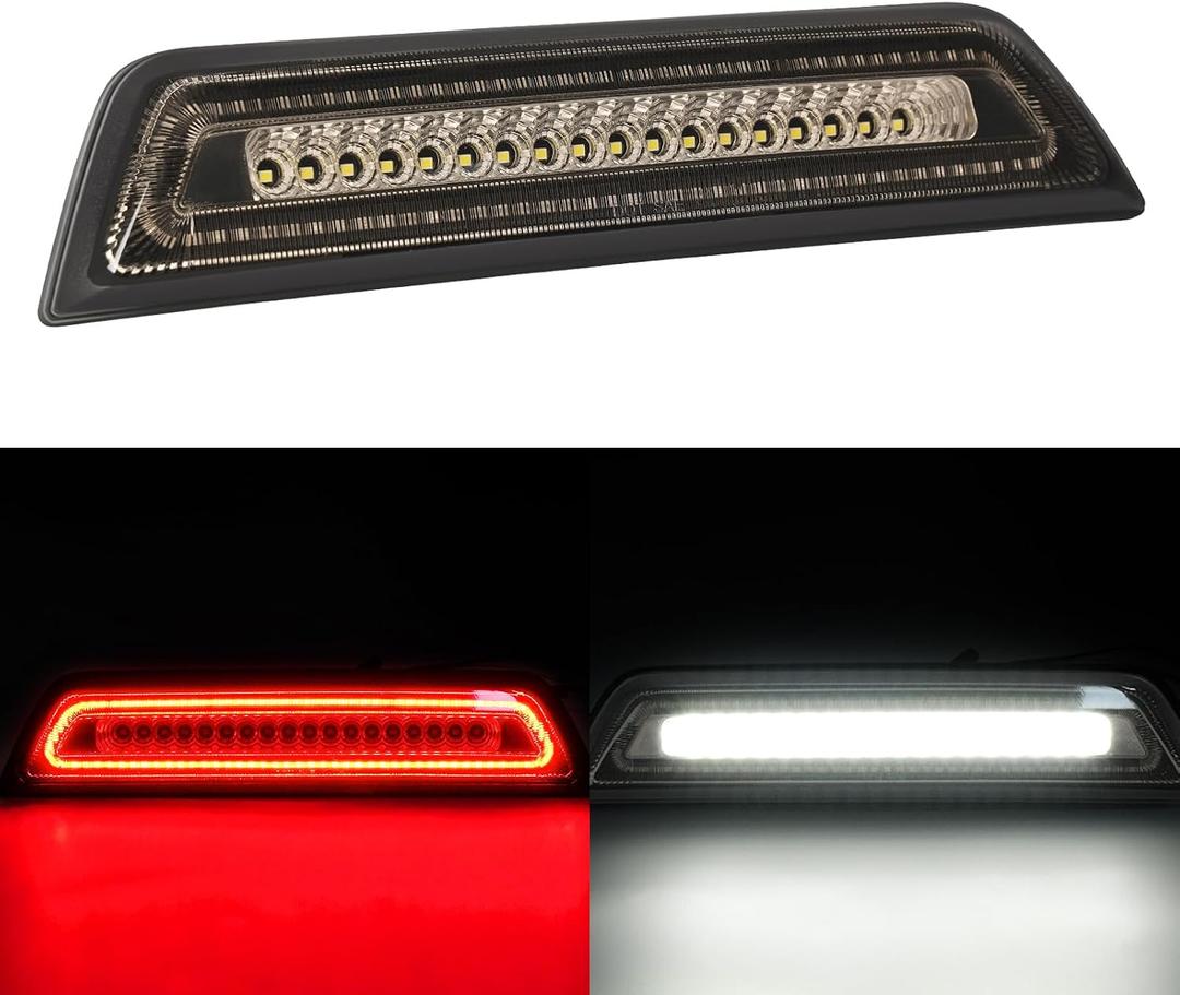 LED Third 3rd Brake Light Fit for 2016 2017 2018 2019 2022 2021 2022 2023 Tacoma Limited SR SR5 TRD Off-Road Pro Sport, Rear Cab Cargo Lamp Red High Mount Brake Light Smoky Lens (For Double Cab only)
