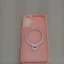 HuwaiH 360 Rotatable Magnetic Ring Stand for iPhone 16 Case, Compatible with MagSafe, Military-Grade Shockproof, Anti-Scratch Matte Translucent Phone Case for iPhone 16(Pink)