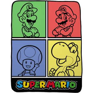 Super Mario Bedding Super Soft Micro Raschel Throw, 46 in x 60 in, (Official Licensed Product) by Franco Collectibles