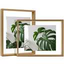 Egofine 11x14 Floating Frames Set of 2, Double Plexiglass Picture Frame, Made of Solid Wood Display Any Size Photo up to 11x14, Wall Mount or Tabletop Standing, Carbonized