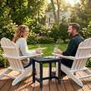 Y&M Outdoor Side Table, HIPS Adirondack Small Single Table, Waterproof Square Outside Table, Balcony Modern End Tables for Patio, Pool, Beach, Porch, Deck, Indoor or Outdoor Use, Black