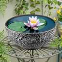 RimCereal 1 Pack Large Water Lily Planter Bowl, 16 Inch Lotus Flower Bowl Fit Hydroponic Succulent Planter Water Plant Container for Indoor Outdoor Garden Balcony Patio Fish Pond Bird Bath (Gray)