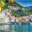 MyPuzzle Panoramic View of Beautiful Amalfi On Hills Leading Down to The Coast, Campania, Italy - Premium 1000 Piece Jigsaw Puzzle for Adults