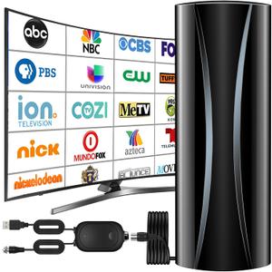 3600+ Miles TV Antenna Indoor, 360 Reception Digital Antenna for Smart TV and Old TVs, HD Antenna for Local Channels with Amplifier Signal Booster Support 4K 8K 1080p-38ft Thick Coaxial Cable