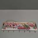 Maitys Christmas Stocking Holder with 7 Hangers - Wooden Organizer Sign 'The Stockings were Hung' - Xmas Mantel Snowmen Wall Mount Hanging Hook for Mantel (Truck)