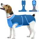 Kuoser Dog Recovery Suit, Female/Male Post-Surgery Anti-Licking Pet Surgical Suit, Blue, Medium, Cotton and Spandex Blend, Medium