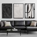 Large Framed Black and White Abstract Wall Art for Living Room, 3 Piece Big Modern Canvas Prints Paintings Artwork for Walls, Minimalist Abstract Art Pictures for Hallway, Office Wall Decor 24x36 In, 24" W x 36" H x 3Pcs