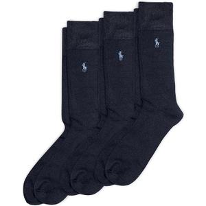 POLO RALPH LAUREN Mens Super Ribbed Socks 3 Pair Pack Lightweight Comfort Soft Ribbered Dress Crew, 1217 US