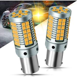 YEORO 1156 LED Bulb Amber No Hyper Flash Turn Signal Lights 23Watts Super Bright 3030 69-SMD S25 BA15S 1141 1003 7506 P21W Bulb with CANBUS Error Free For Reverse Brake Lights.2-Pack.