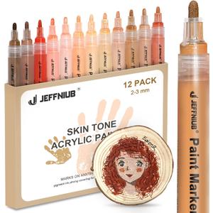 Skin Tone Acrylic Paint Pens, Paint Markers for Wood, Glass, Fabric, Rocks Painting Paint Pens (2mm skin tone)