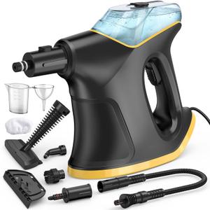 Heavy Duty Handheld Steam Cleaner, Multipurpose Pressurized Steam Cleaner with Continuous Steam & Safety Lock, 10S Fast Heating for Home, Car, Kitchen, Shower, Grout & Upholstery, 9 Accessories