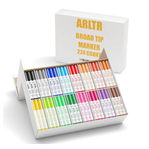 224-Count Washable Markers Bulk Pack for Kids - 16 Vibrant Colors, Broad Line Conical Tip, Perfect for Classroom, School, Teachers & Students - Non-Toxic Art Supplies for Drawing & Crafts