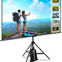 60 Inch Portable Projector Screen with Tripod Stand, Compact Mobile Projection Screen for Small Spaces, Height Adjustable and Wrinkle-Free for Indoor Outdoor Camping and Office Use