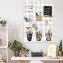 6 Set Pegboard Cups with Ring Hooks, Metal Pegboard Bins, Pegboard Cup Holder Pegboard Hooks for 1/4" Peg Board, Pegboard Accessories for Organizing Storage, Black